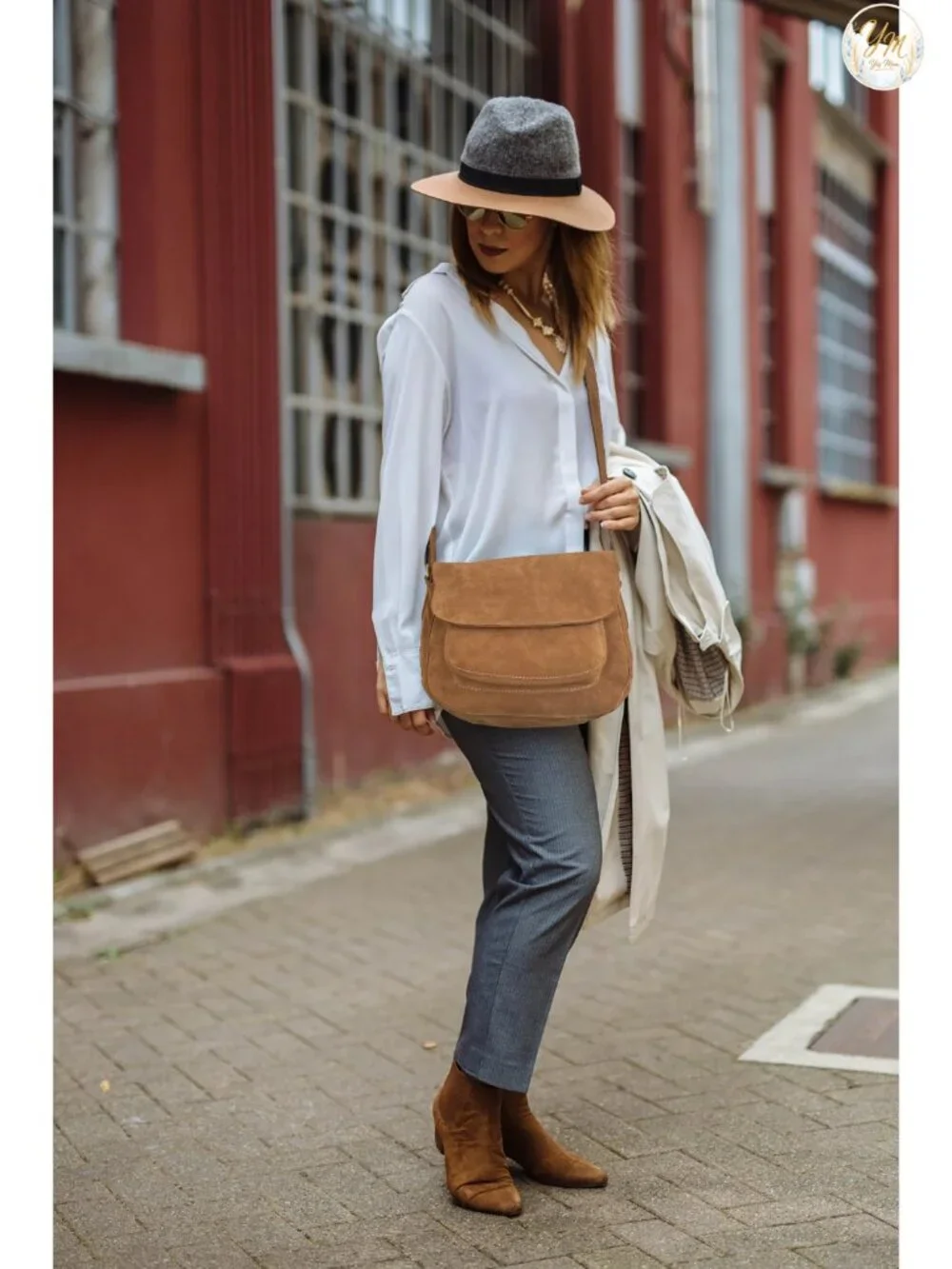 Leather Crossbody Satchel Bag Vintage Suede Handbag